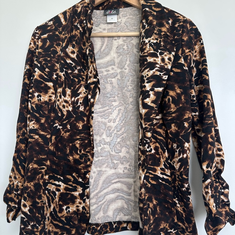 Dots Brown & Black Animal Print Open Cardigan